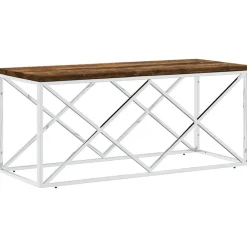 vidaXL Table basse acier inoxydable et bois massif de récupération
