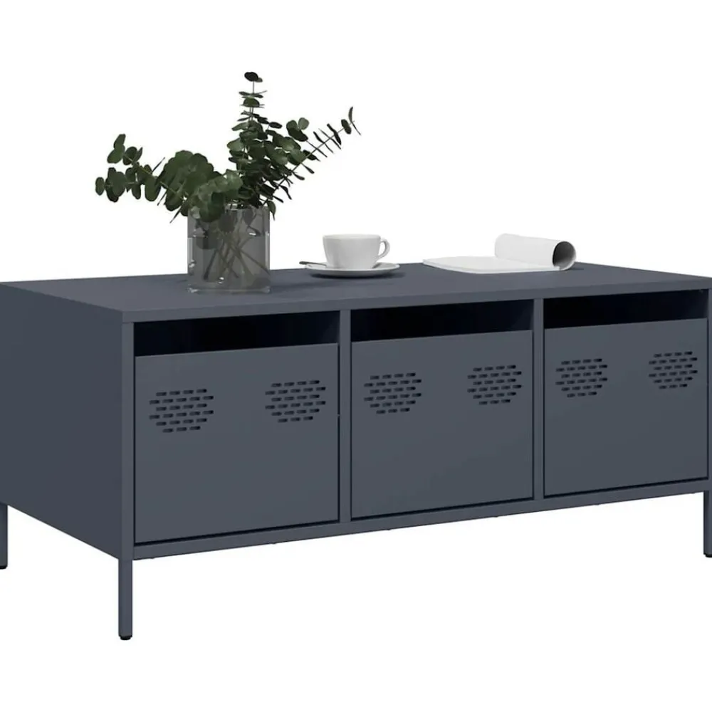 Tables-vidaXL Table basse 101,5x50x43,5 cm acier laminé à froid Anthracite