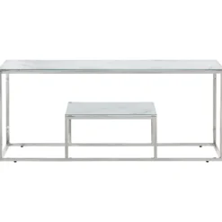 vidaXL Table basse argenté acier inoxydable et verre trempé