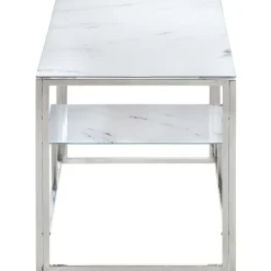 vidaXL Table basse argenté acier inoxydable et verre trempé