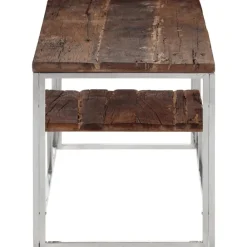 Tables-vidaXL Table basse é acier inoxydable et bois de mélèze massif Argent