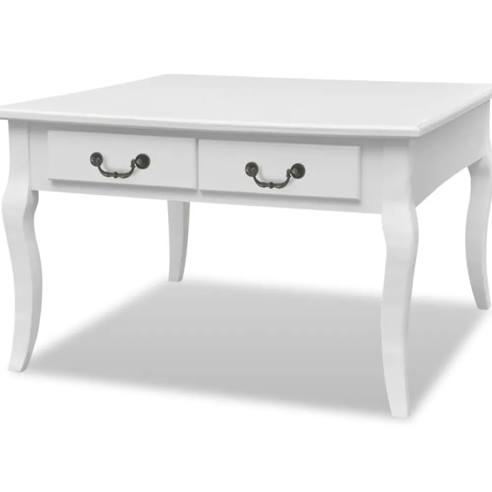 Tables-vidaXL Table basse avec 4 tiroirs Blanc
