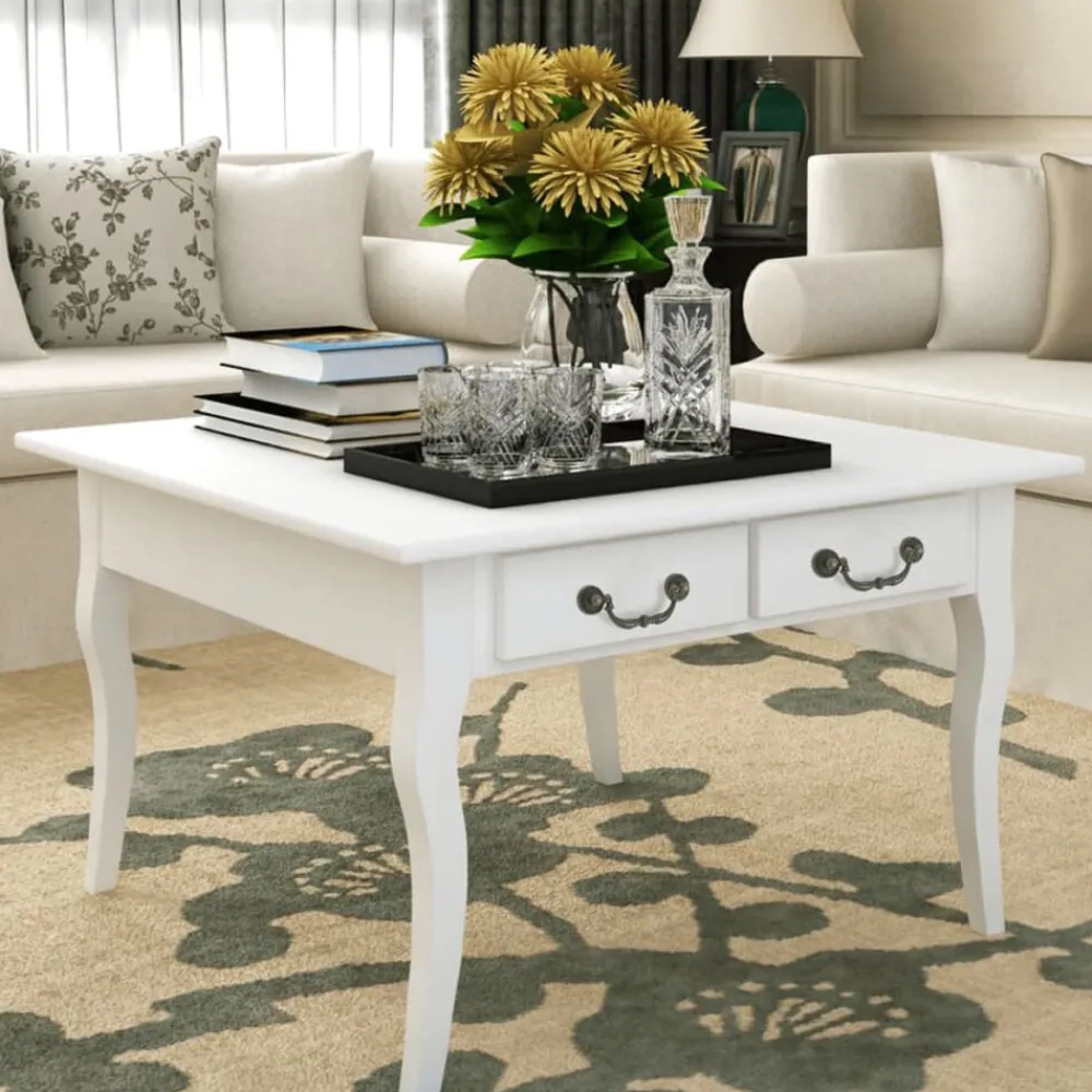Tables-vidaXL Table basse avec 4 tiroirs Blanc