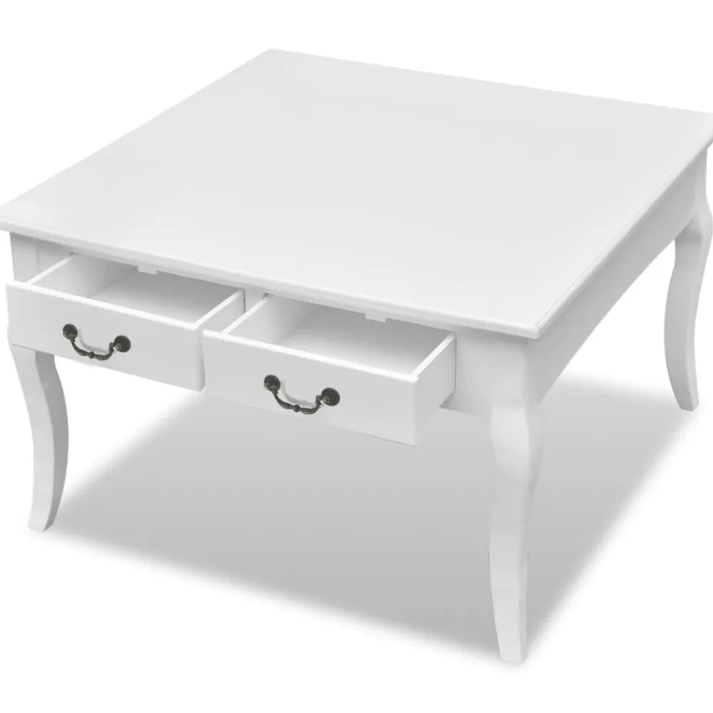 Tables-vidaXL Table basse avec 4 tiroirs Blanc