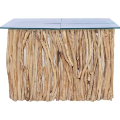 Tables-vidaXL Table basse avec dessus en verre 66x66x40cm Bois de teck massif