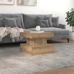 vidaXL Table basse avec lumières LED chêne artisanal 50x50x40 cm