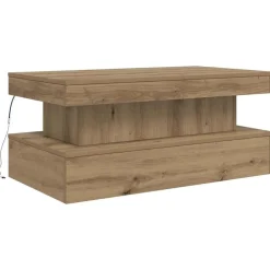 vidaXL Table basse avec lumières LED chêne artisanal 50x50x40 cm