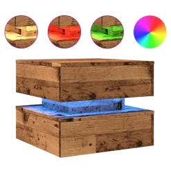 Tables-vidaXL Table basse avec lumières LED 50x50x40 cm Vieux bois