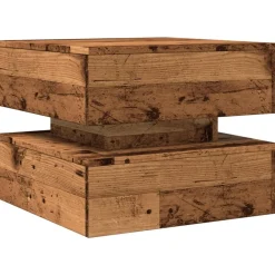 Tables-vidaXL Table basse avec lumières LED 50x50x40 cm Vieux bois