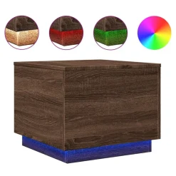 vidaXL Table basse avec lumières LED chêne marron 50x50x40 cm