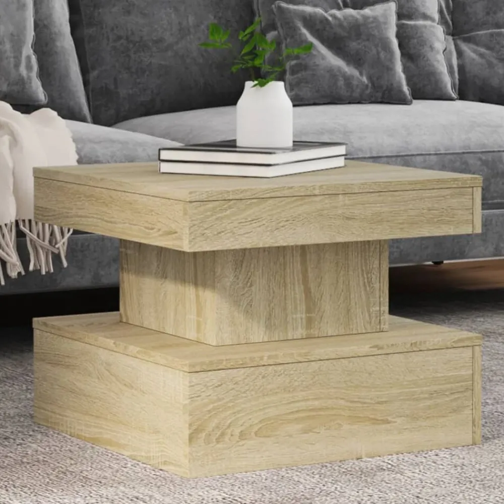 vidaXL Table basse avec lumières LED chêne sonoma 50x50x40 cm