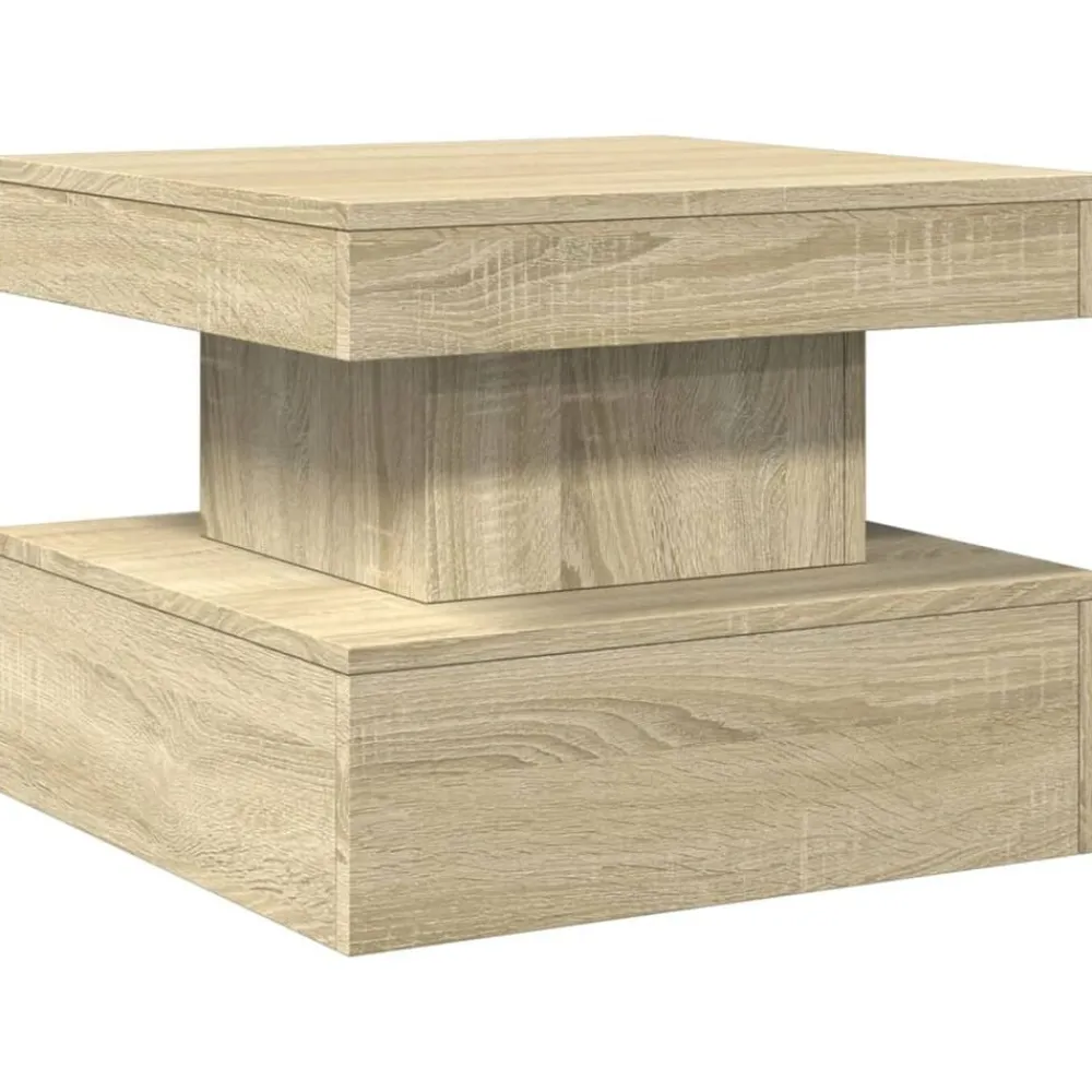 vidaXL Table basse avec lumières LED chêne sonoma 50x50x40 cm