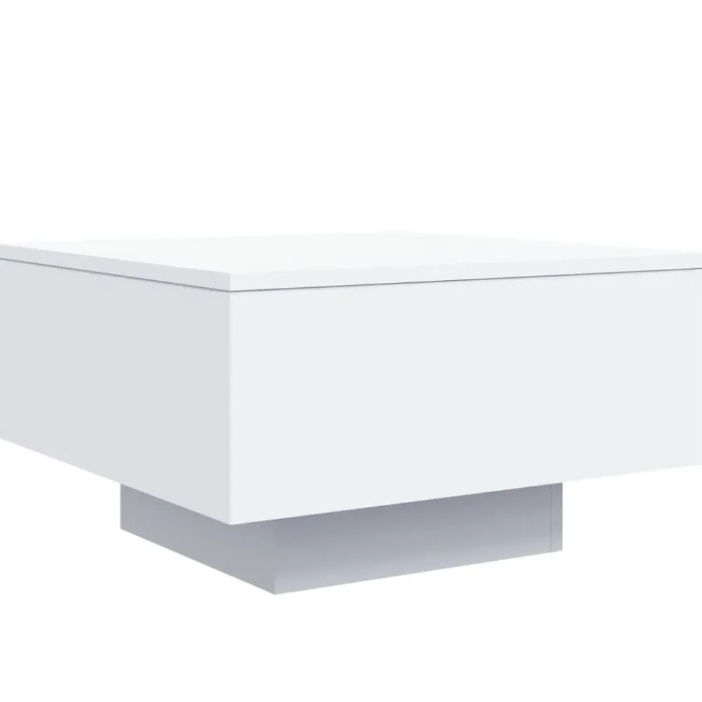 Tables-vidaXL Table basse avec lumières LED 55x55x31 cm Blanc
