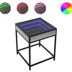 Tables-vidaXL Table basse avec LED Infinity 40x40x51 cm Sonoma gris