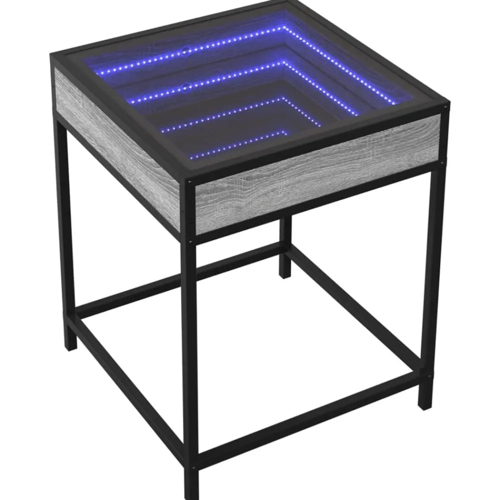 Tables-vidaXL Table basse avec LED Infinity 40x40x51 cm Sonoma gris