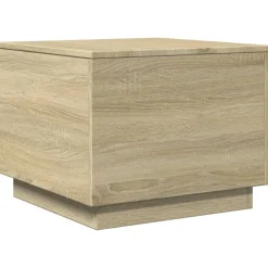 Tables-vidaXL Table basse avec lumières LED chêne sonoma 50x50x40 cm Ch&ecirc;ne sonoma