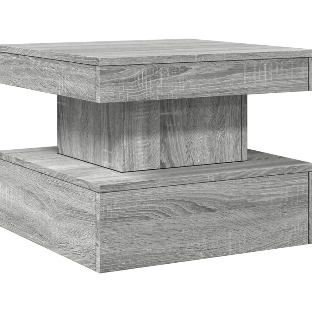 Tables-vidaXL Table basse avec lumières LED 50x50x40 cm Sonoma gris