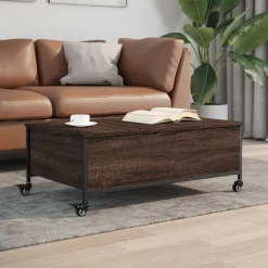 vidaXL Table basse avec roulettes chêne marron bois d'ingénierie
