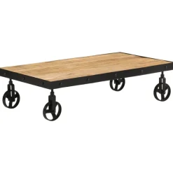 vidaXL Table basse avec roulettes bois de manguier massif 100x55x26 cm