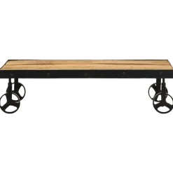 vidaXL Table basse avec roulettes bois de manguier massif 100x55x26 cm