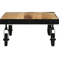 vidaXL Table basse avec roulettes bois de manguier massif 100x55x26 cm