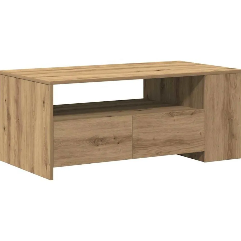 Tables-vidaXL Table basse avec tiroir Chêne artisanal 102 x 55 x 43,5 cm chêne artisanal