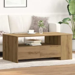Tables-vidaXL Table basse avec tiroir Chêne artisanal 102 x 55 x 43,5 cm ch&ecirc;ne artisanal