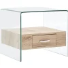 Tables-vidaXL Table basse avec tiroir 50x50x45 cm Verre trempé