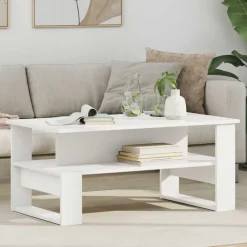 Tables-vidaXL Table basse 90 x 50 x 40 cm Bois d'ingénierie Blanc