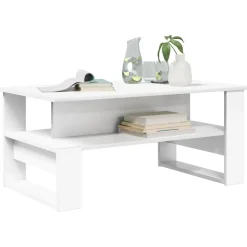 Tables-vidaXL Table basse 90 x 50 x 40 cm Bois d'ingénierie Blanc