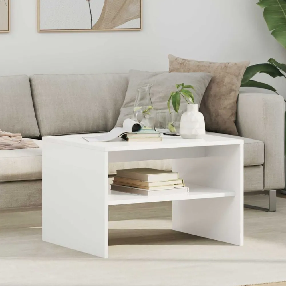 Tables-vidaXL Table basse 60 x 50 x 40 cm Bois d'ingénierie Blanc