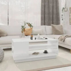 Tables-vidaXL Table basse 102x55x43 cm bois d'ingénierie Blanc