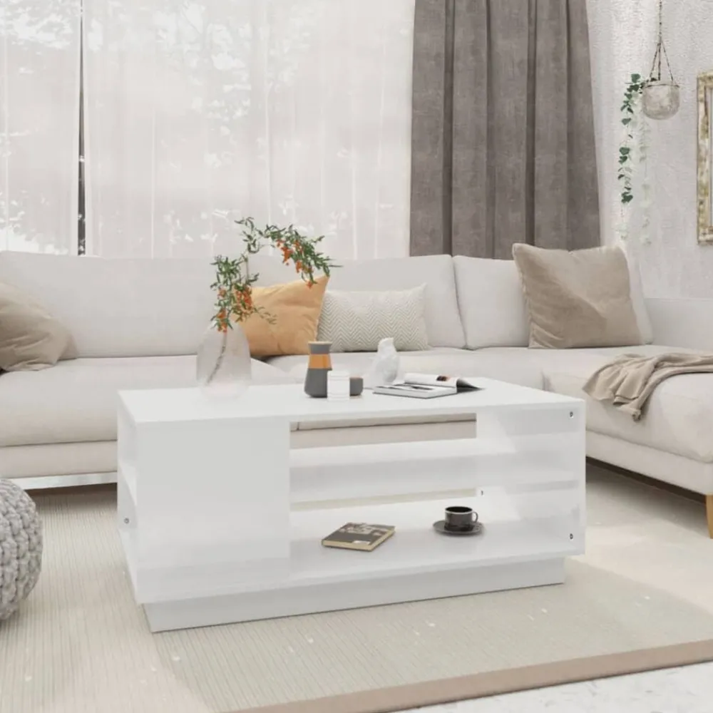 Tables-vidaXL Table basse 102x55x43 cm bois d'ingénierie Blanc