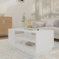 Tables-vidaXL Table basse 102x55x43 cm bois d'ingénierie Blanc