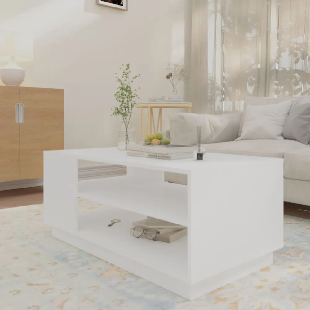 Tables-vidaXL Table basse 102x55x43 cm bois d'ingénierie Blanc