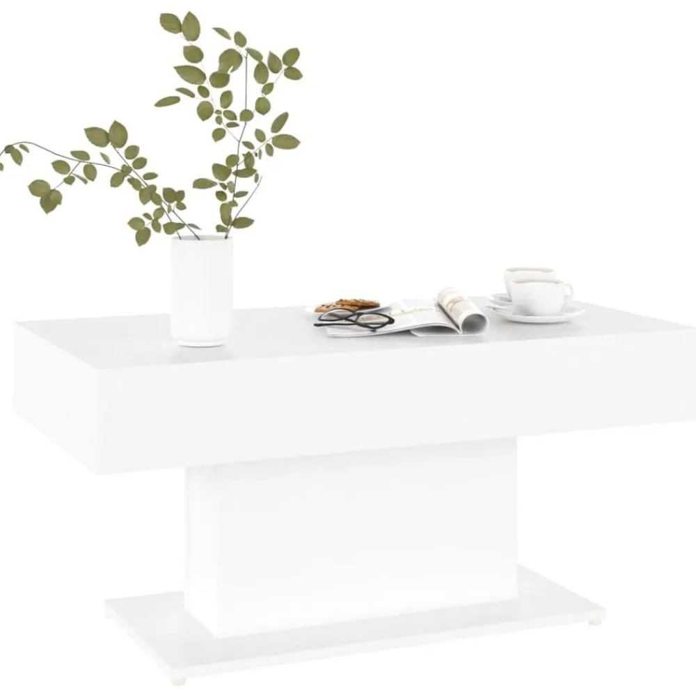 Tables-vidaXL Table basse 96x50x45 cm bois d'ingénierie Blanc