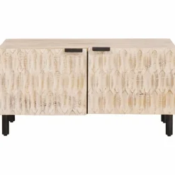 vidaXL Table basse Blanc 80 x 50 x 40 cm Bois de mangue massif
