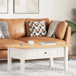 Tables-vidaXL Table basse 100x60x43,5 cm Pin massif Assortiment Panama Blanc