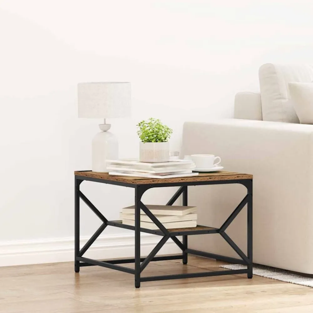 Tables-vidaXL Table basse 51 x 50 x 40 cm Bois ancien