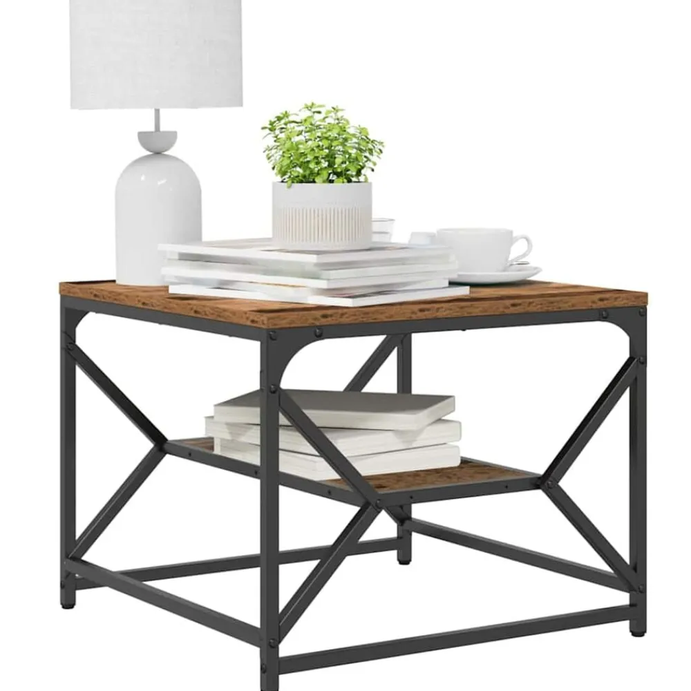 Tables-vidaXL Table basse 51 x 50 x 40 cm Bois ancien