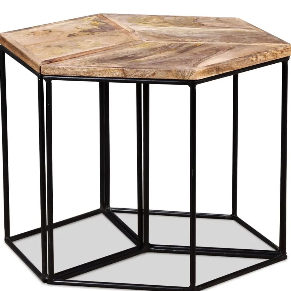 Tables-vidaXL Table basse Bois de manguier massif 56x48x40 cm