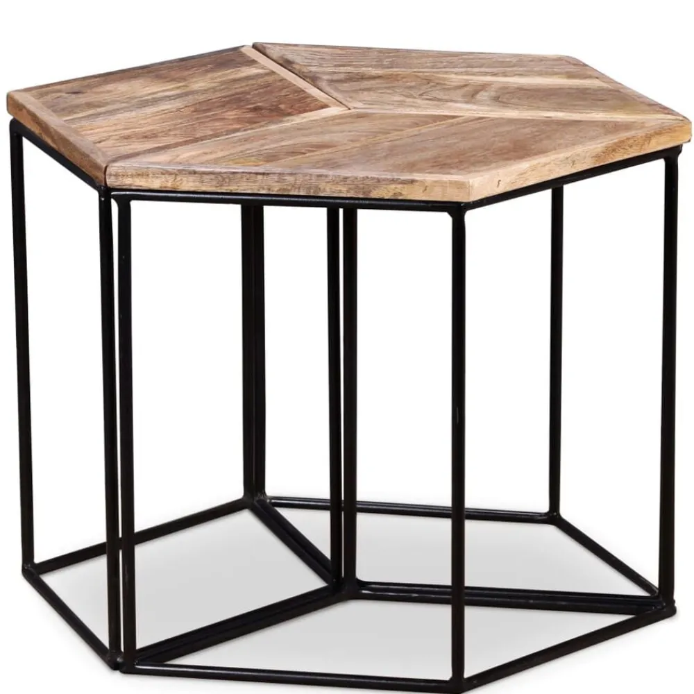 Tables-vidaXL Table basse Bois de manguier massif 56x48x40 cm