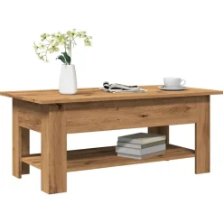 Tables-vidaXL Table basse chêne artisanal 102x55x42 cm bois d'ingénierie ch&ecirc;ne artisanal