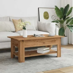 Tables-vidaXL Table basse chêne artisanal 102x55x42 cm bois d'ingénierie chêne artisanal