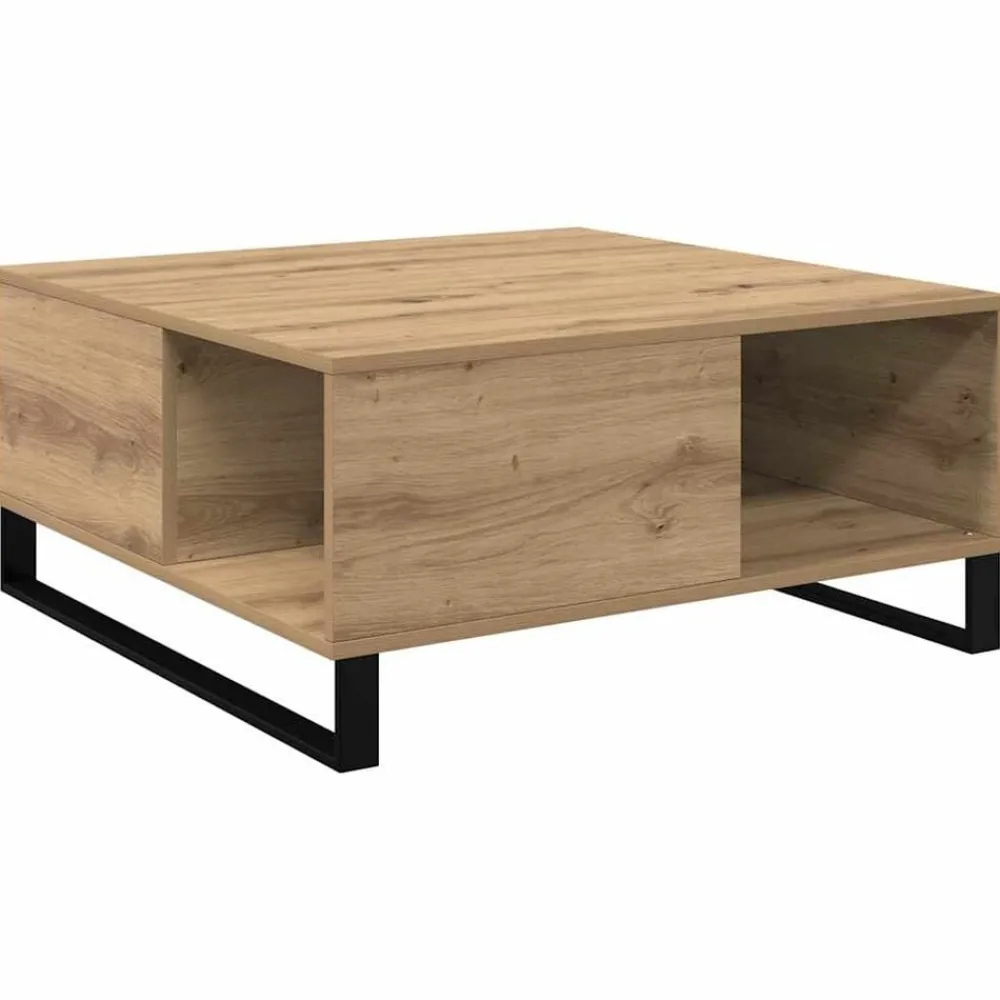 Tables-vidaXL Table basse Chêne artisanal 80 x 80 x 36,5 cm Bois d'ingénierie chêne artisanal