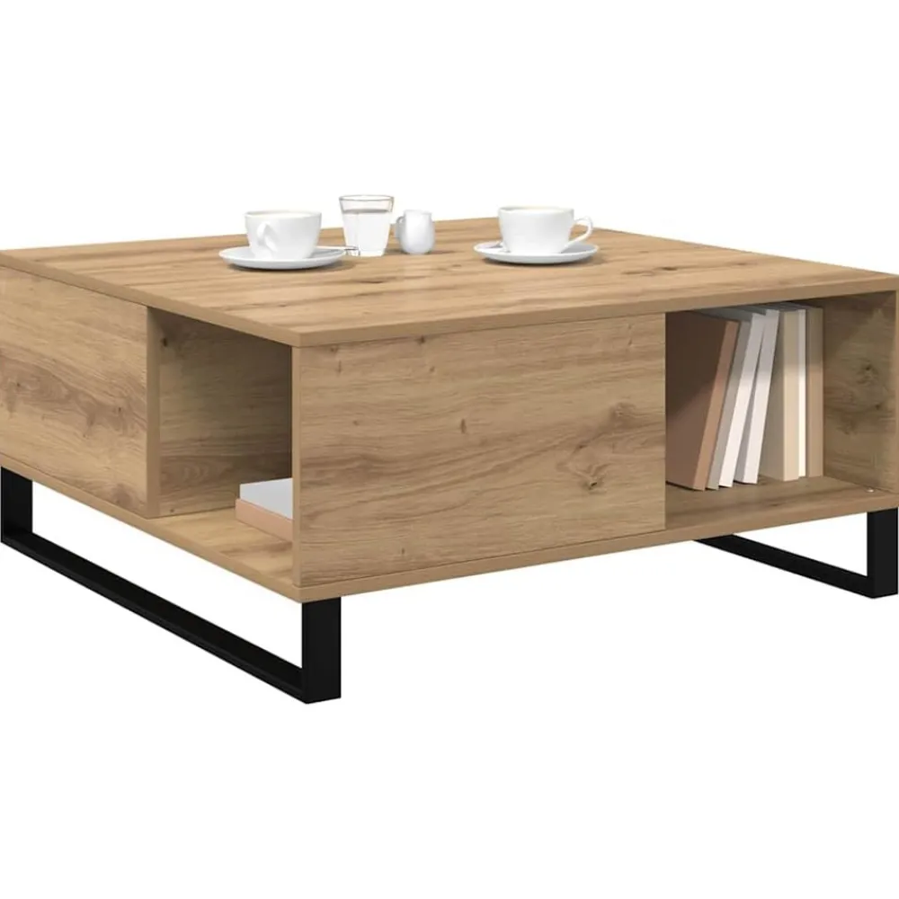 Tables-vidaXL Table basse Chêne artisanal 80 x 80 x 36,5 cm Bois d'ingénierie chêne artisanal