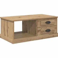Tables-vidaXL Table basse Chêne artisanal 90 x 50 x 35 cm Bois d'ingénierie ch&ecirc;ne artisanal