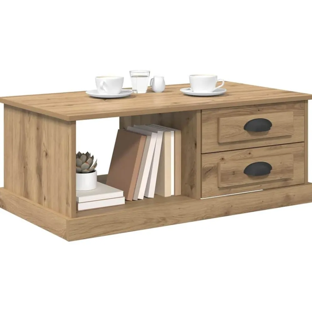 Tables-vidaXL Table basse Chêne artisanal 90 x 50 x 35 cm Bois d'ingénierie chêne artisanal