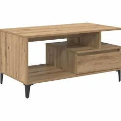 Tables-vidaXL Table basse Chêne artisanal 90 x 49 x 45 cm Bois d'ingénierie ch&ecirc;ne artisanal