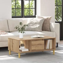 Tables-vidaXL Table basse Chêne artisanal 90 x 50 x 26,5 cm Bois d'ingénierie ch&ecirc;ne artisanal